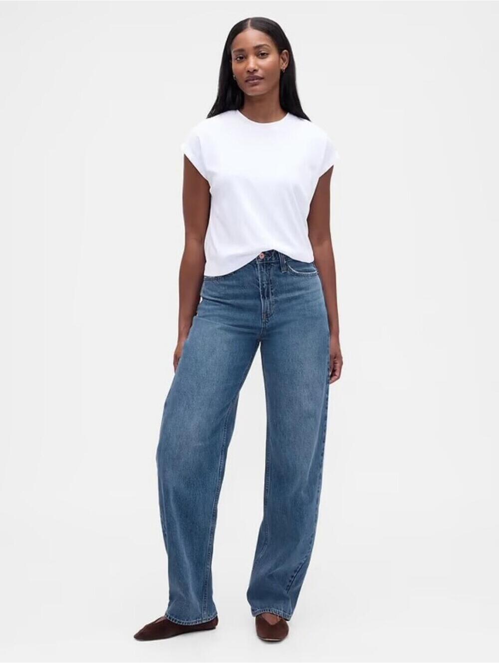 NWT Gap Curvy High Rise Barrel Jeans Medium  6 TALL 6T LONG 28T